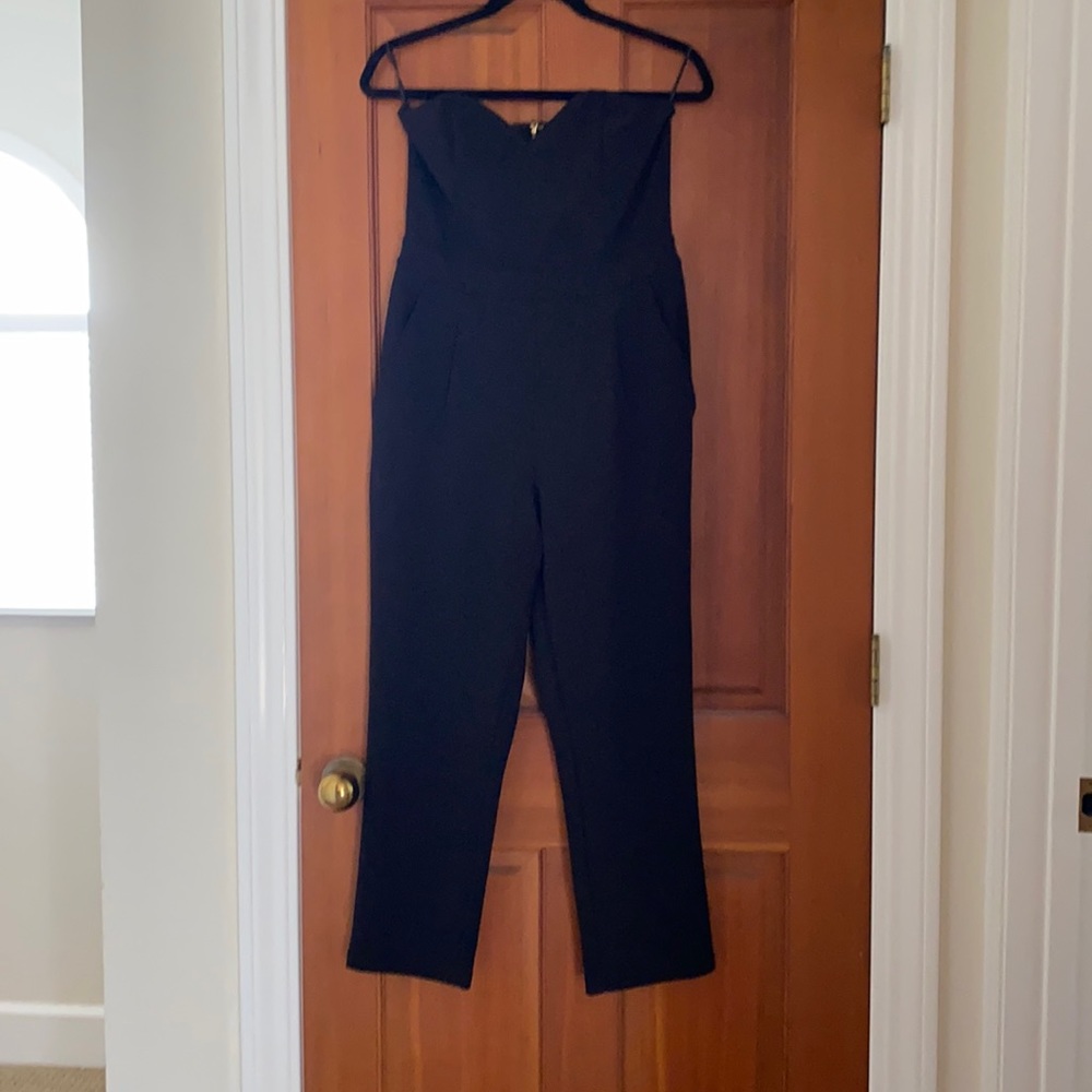 Express black strapless jumpsuit size 8.